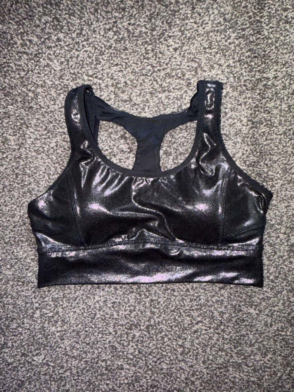 DSG Dick’s Sporting Goods Black Shimmer Shiny Racerback Sports Bra Size Large